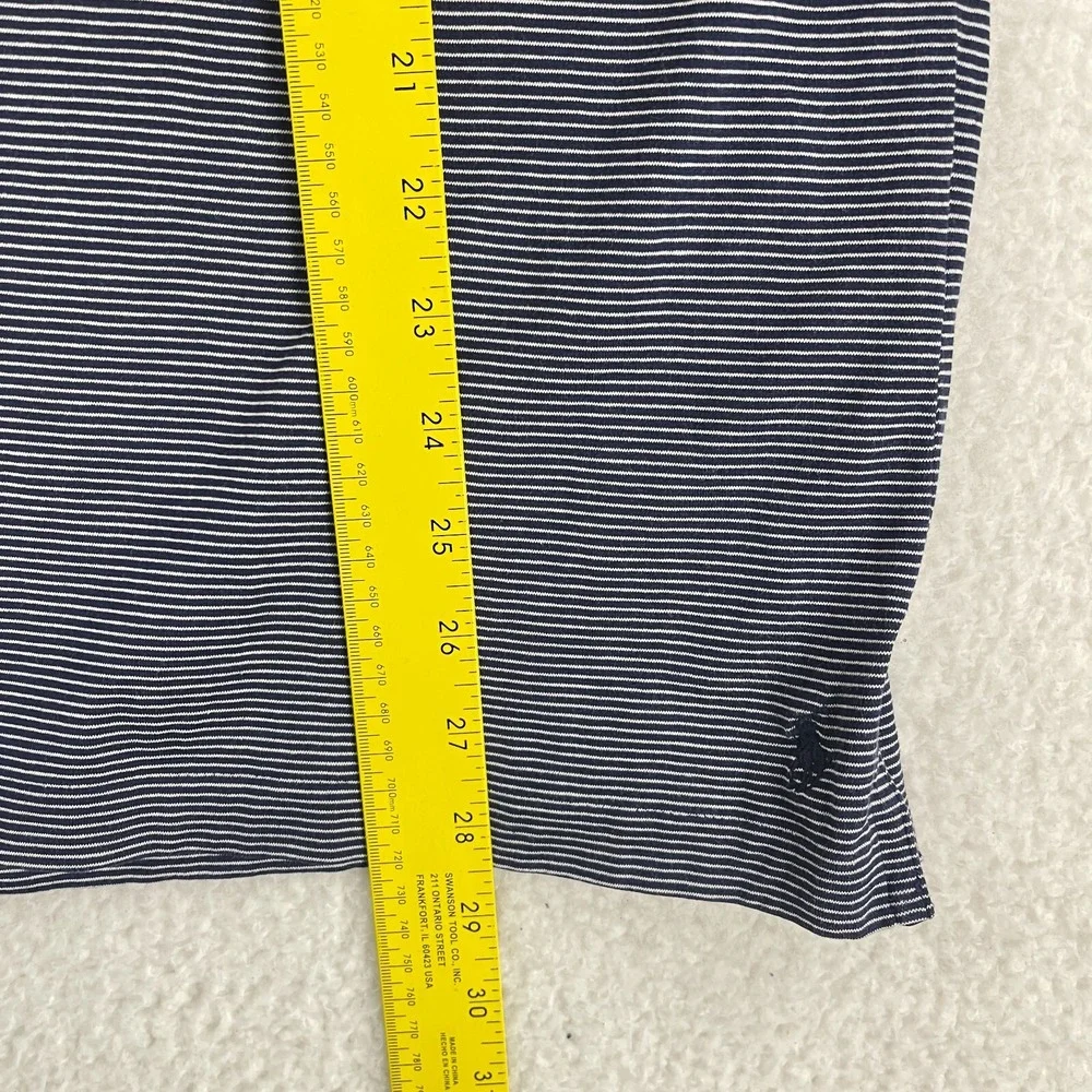 Ralph Lauren Blue White Stripe Golf Polo‎ Shirt Mens Short Sleeve Size Medium